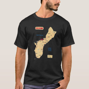 T-shirt Carte Illustrée De Guam Les Grandes Villes Routes 