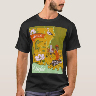 T-shirt Carte illustrée de la Louisiane : faits saillants 