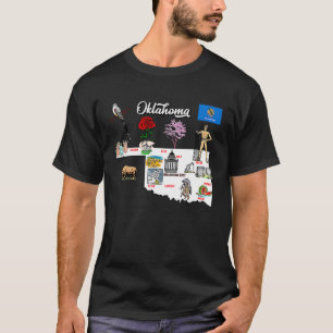 T-shirt Carte illustrée de l'Oklahoma dans le symbole des