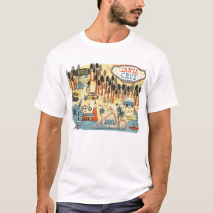 T-shirt Carte illustrée par Californie de Santa Cruz