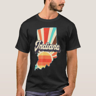 T-shirt Carte Indiana État Indiana Du Pays Vintage Rétro