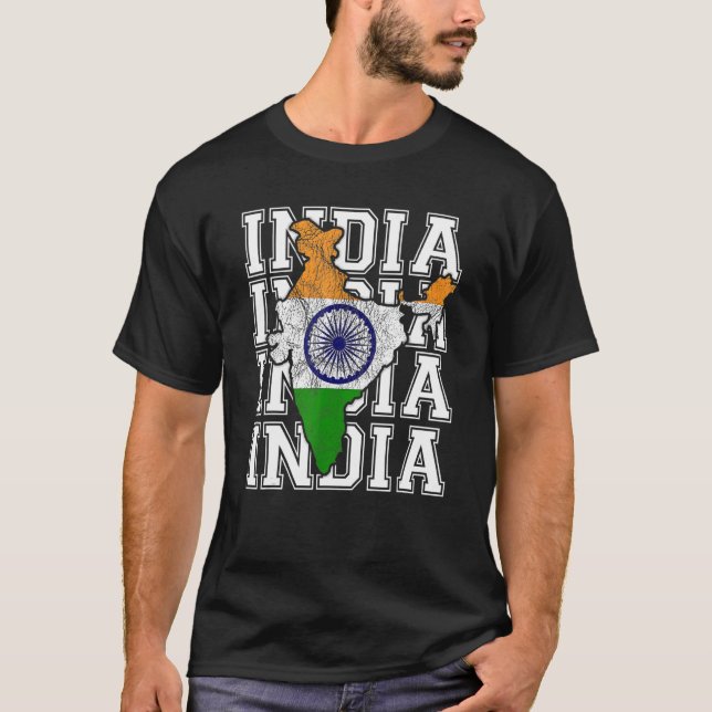 T-shirt Carte indienne et drapeau souvenir de l'Inde désis (Devant)