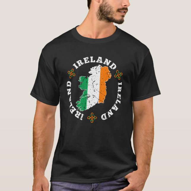 T-shirt Carte irlandaise Drapeau Souvenir Perdu Irlande Fe (Devant)