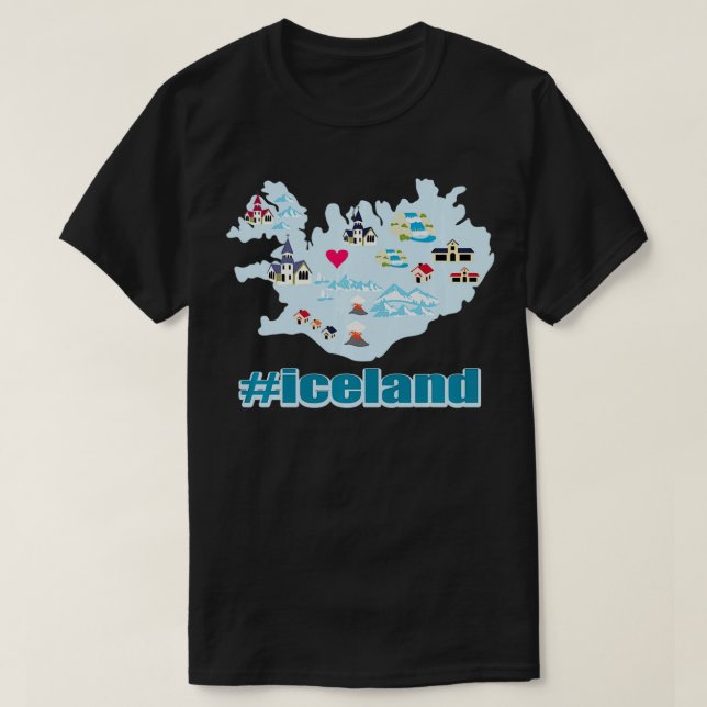 T-shirt Carte Islande Drôle Cool Viking Island (Design devant)