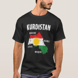 T-shirt Carte Kurdistan Avec Sky Direction Sur Kurdistan