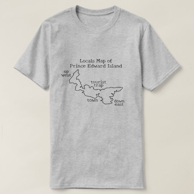 T-shirt Carte locale de l'Île-du-Prince-Édouard (Design devant)