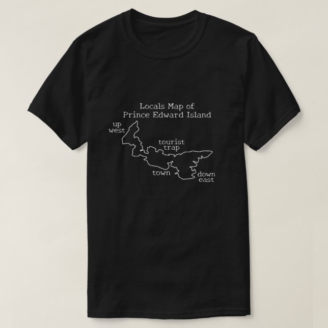 T-shirt Carte locale de l'Île-du-Prince-Édouard (Design devant)