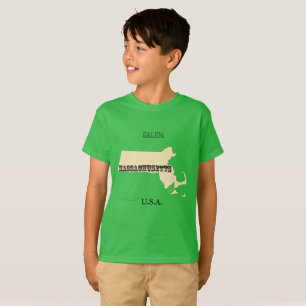 T-shirt - Carte Massachusetts avec la ville