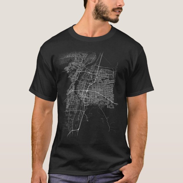 T-shirt Carte minimale de ville d'Albuquerque (GROS (Devant)