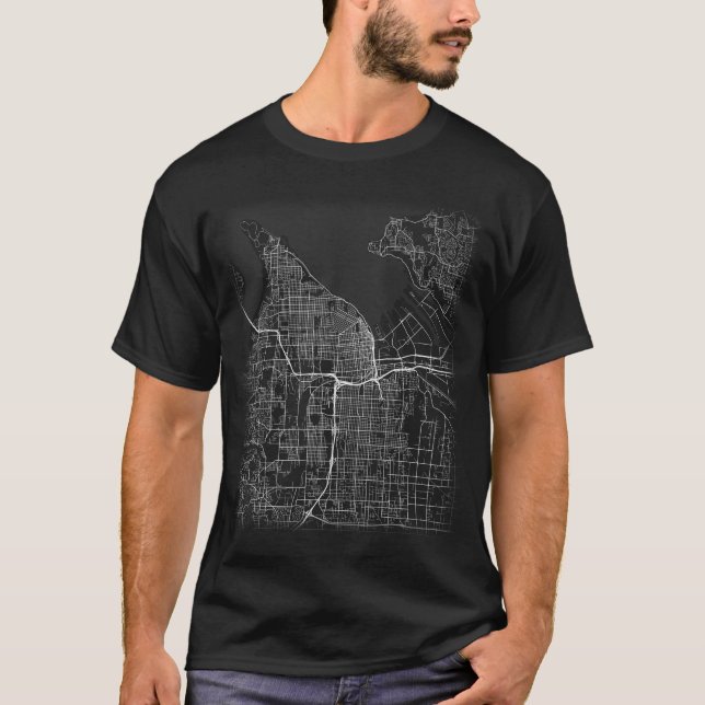 T-shirt Carte minimale de ville de Tacoma (GROS (Devant)