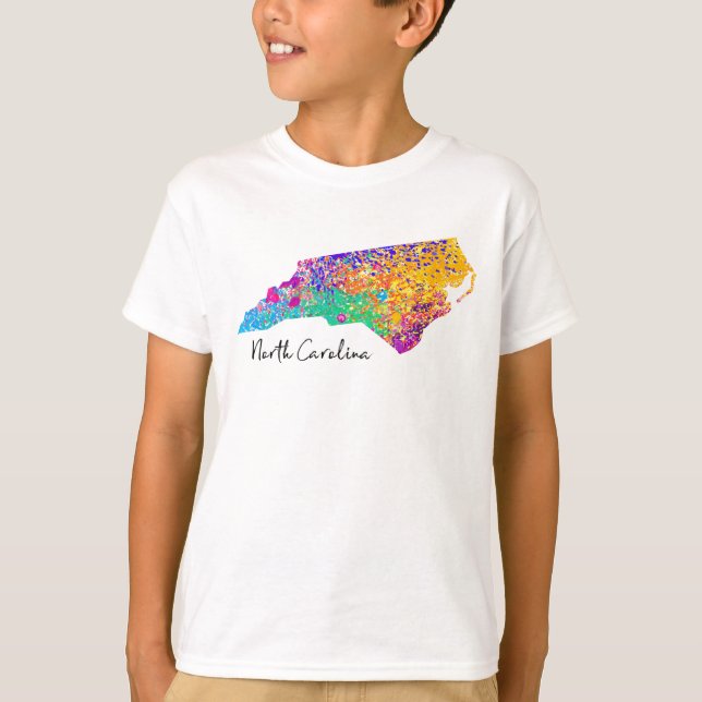 T-shirt Carte moderne de la Caroline du Nord (Devant)
