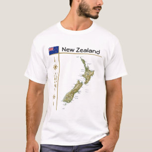 T-shirt Carte Nouvelle-Zélande + Indicateur + Titre T-shi