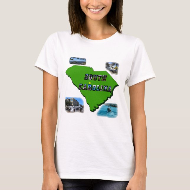 T-shirt Carte, photos et texte de la Caroline du Sud (Devant)