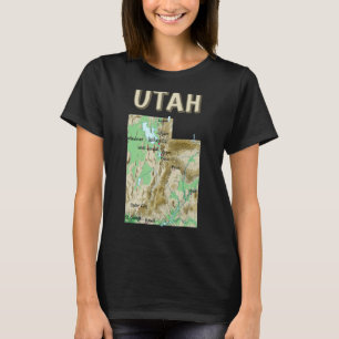 T-shirt Carte Physique Des Grandes Villes De L'Utah Lacs R