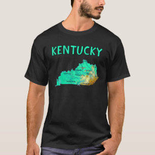 T-shirt Carte Physique Du Kentucky Grandes Villes Lacs Riv
