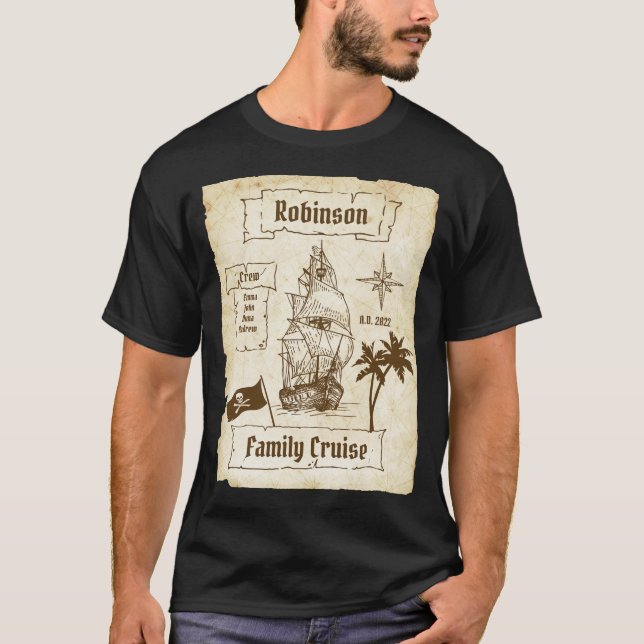 T-shirt Carte Pirate de croisière familiale Correspondance (Devant)