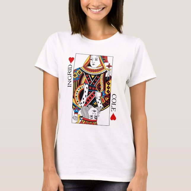 T-shirt Carte Poker Queen & King of Hearts Mariage Cadeau (Devant)