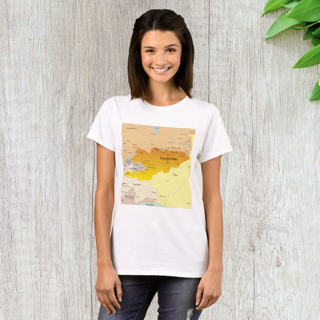 T-shirt Carte politique du Kirghizistan et d'Asie centrale (Créateur téléchargé)