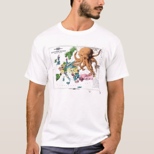 T-shirt Carte politique vintage de bande dessinée de