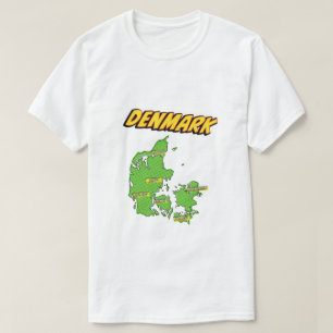 T-shirt Carte Pop Art Illustré Danemark