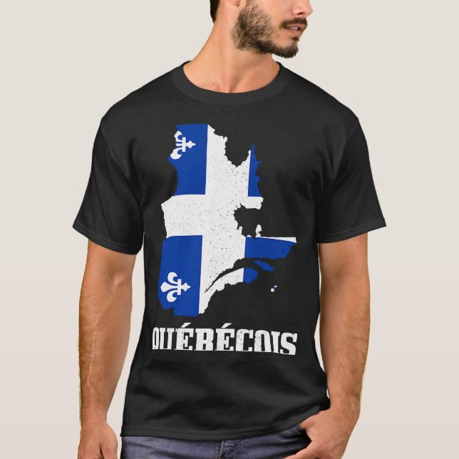 T-shirt Carte Québec Québec Fierté de drapeau Canada (Devant)