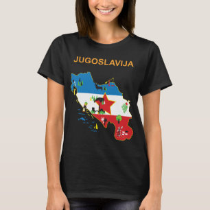 T-shirt Carte Rétro de Yougoslavie Étoile Rouge Voyage