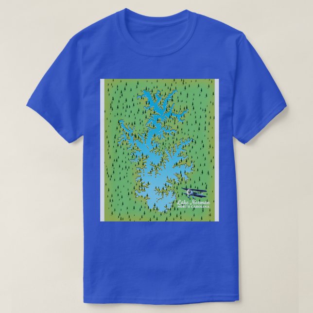 T-shirt Carte rétro du lac Norman South olina (Design devant)