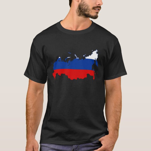 T-shirt Carte russe avec le drapeau (Devant)