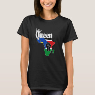 T-shirt Carte Sud-Soudan Reine Avec Drapeau Soudanais En A