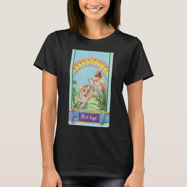 T-shirt Carte Tarot 10 de tasses et chiens Cosmiques (Devant)