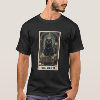 T-shirt Carte Tarot Cat Le Diable Chat Lady Hallow