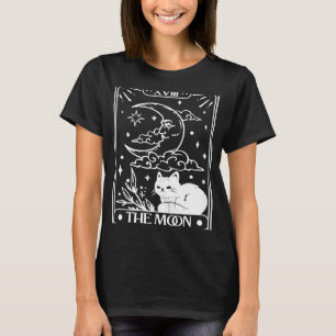 T-shirt Carte Tarot Chat Lune Mystique Céleste Noir Chat