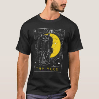 T-shirt Carte Tarot Crescent Moon Et Cat Graphique