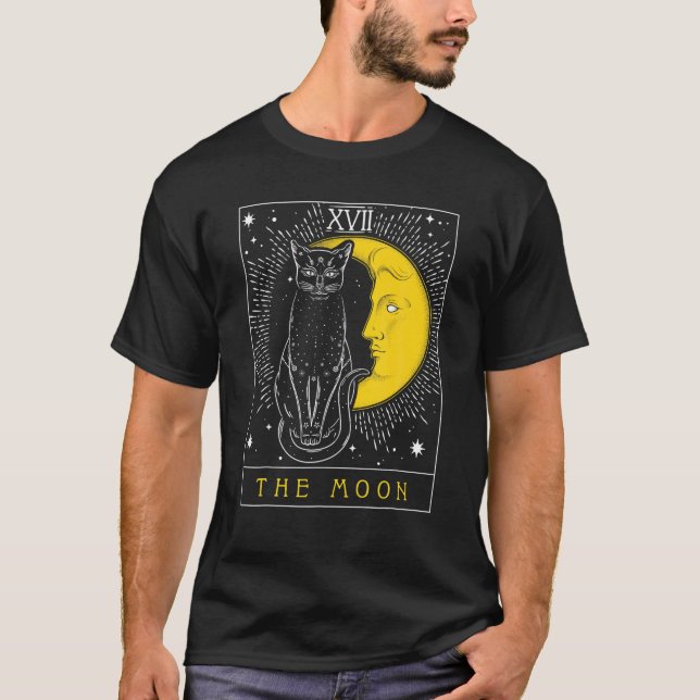 T-shirt Carte Tarot Crescent Moon Et Cat Graphique (Devant)