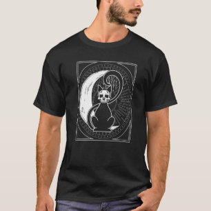 T-shirt Carte Tarot Crescent Moon Et Cat Occult Graphique
