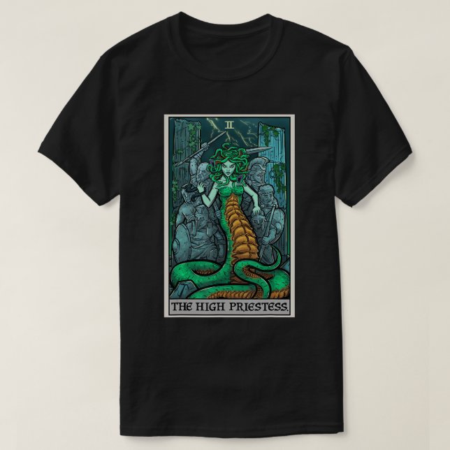 T-shirt Carte Tarot Haute Prêtre Medusa Greek Mytholo (Design devant)