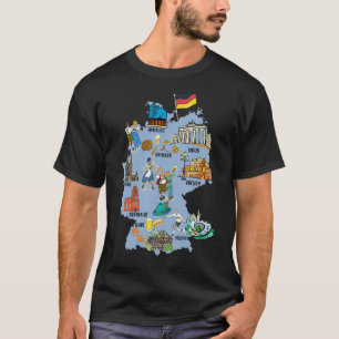 T-shirt Carte touristique de l'Allemagne avec des points d