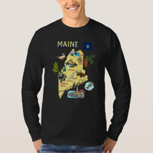 T-shirt Carte touristique de l'État du Maine Grandes ville