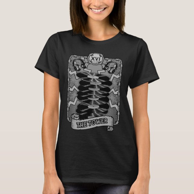 T-shirt Carte Tower Tarot Vinyl Record Dark Pop Astrolo (Devant)