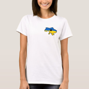 T-shirt Carte ukrainienne en bleu et jaune avec coeur