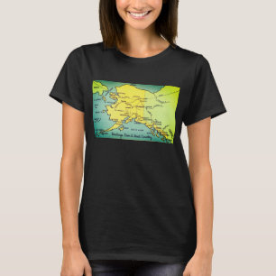 T-shirt Carte vintage de l'Alaska - Détroit de Bering, Nom