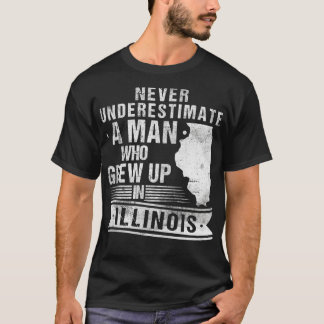 T-shirt Carte vintage De L'Illinois Un Homme Qui A Grandi 