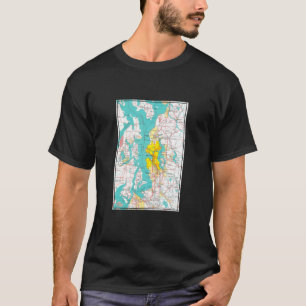 T-shirt Carte vintage de Seattle et du Puget Sound 1970