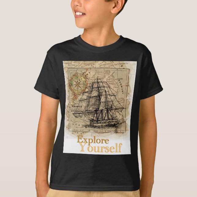 T-shirt Carte vintage du monde (Devant)