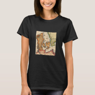 T-shirt Carte vintage du Vieux Monde Danemark