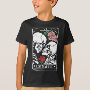 T-shirt Cartes de tarot des jeunes mariés Halloween squele