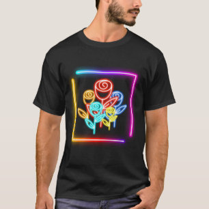 T-shirt Cartes postales néon Impression néon Fleurs