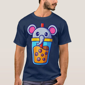 T-shirt Carton au thé au lait à l'éléphant mignon Boba