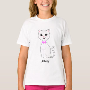 T-shirt Carton de chat blanc mignon