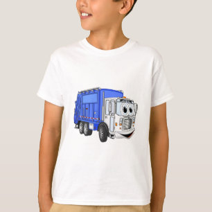 T-shirt Cartoon bleu souriant Camion à ordures